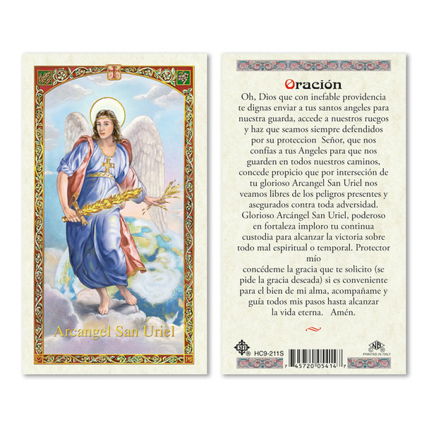 Arcangel Uriel Spanish Laminated Prayer Cards