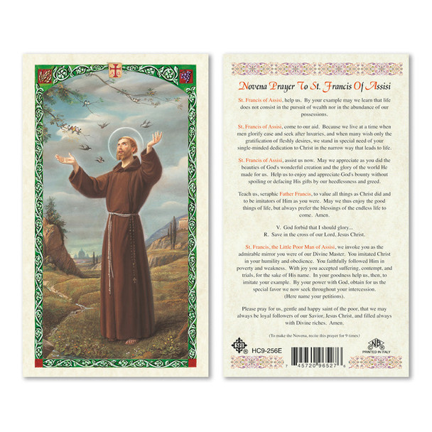 Novena To St. Francis Of Assisi Laminated Prayer Cards
