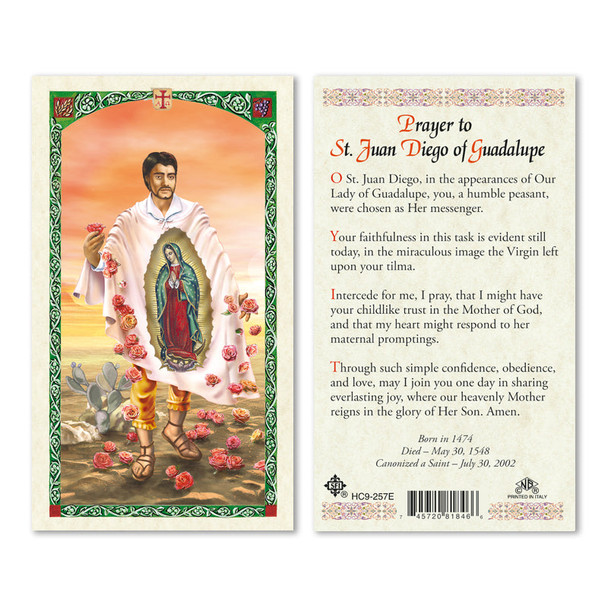 St. Juan Diego Laminated Prayer Cards