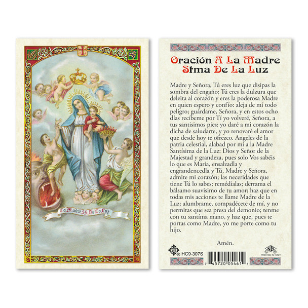 Oracion A La Madre De La Luz Spanish Laminated Prayer Cards