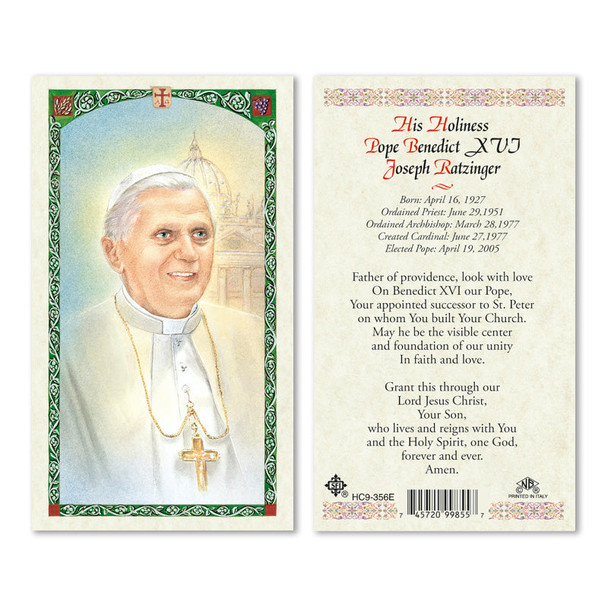 Pope Benedict XVI Laminated Prayer Cards