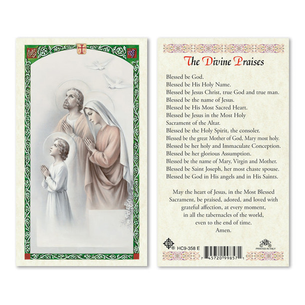 The Divine Praises Laminated Prayer Cards