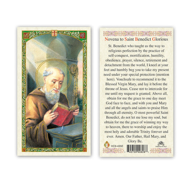 St. Benedict - Novena To St. Benedict Laminated Prayer Cards