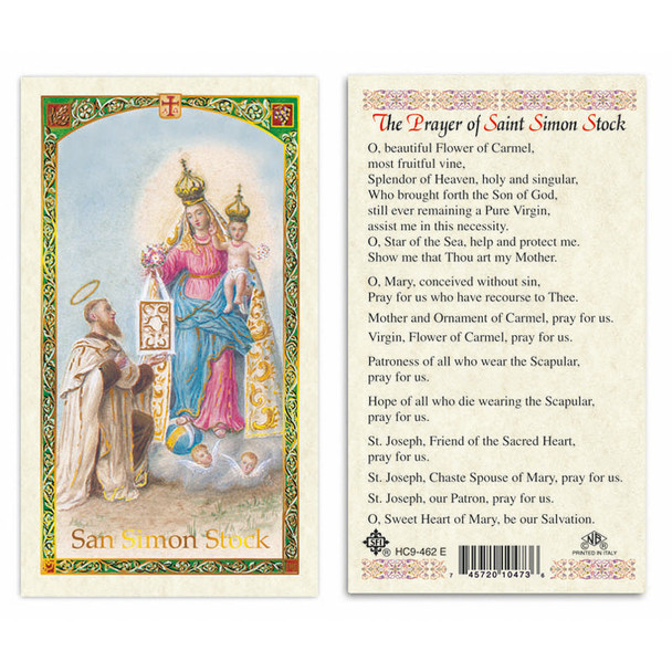 St. Simon - Prayer Of St. Simon Saintock Laminated Prayer Cards