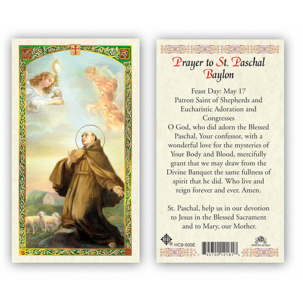 St. Paschal Baylon - Prayer Laminated Prayer Cards