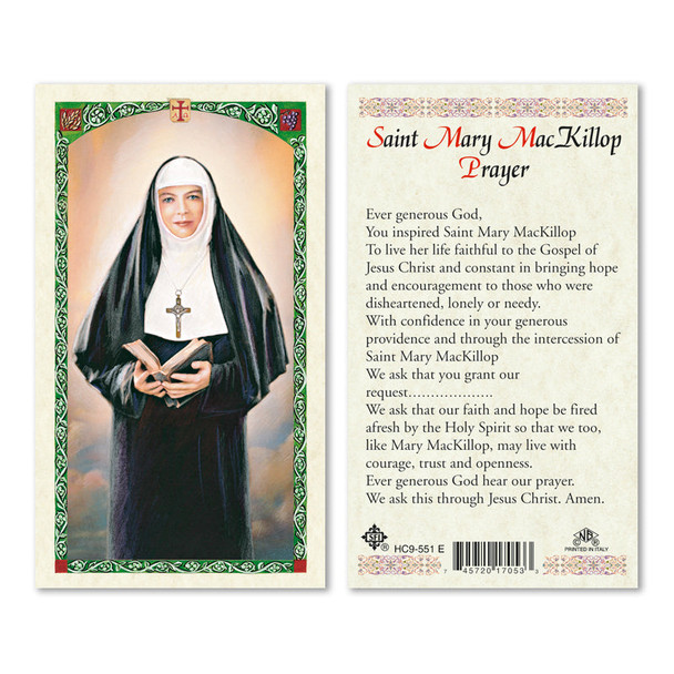 St. Mary Mackillop Laminated Prayer Cards