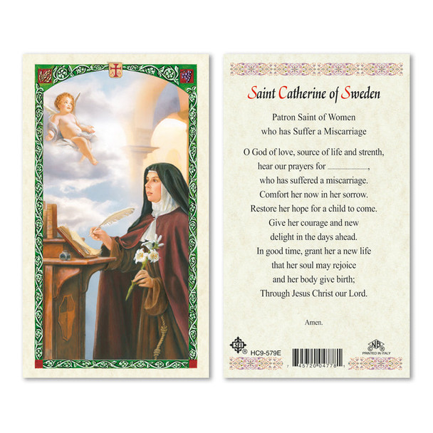 St. Catherine Of Sweden Laminated Prayer Cards