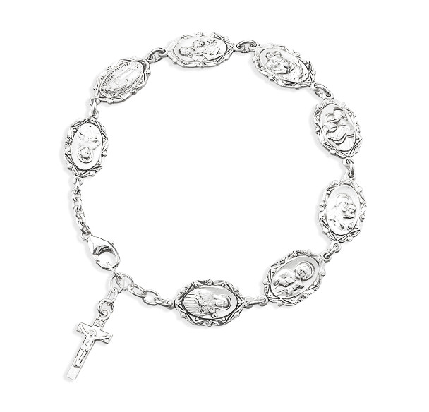 Patron Saint Medals Sterling Silver Bracelet