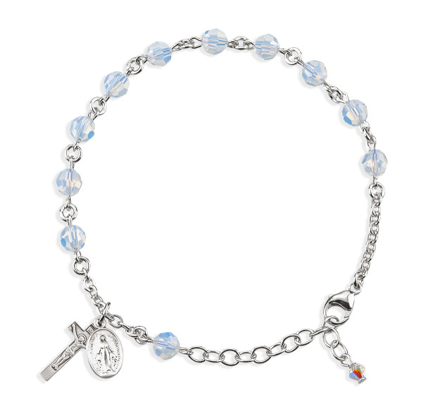 Rosary Bracelet Created with 6mm Opal Finest Austrian Crystal Round Beads by HMH