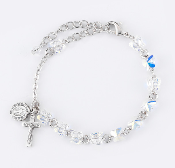 Crystal Rosary Bracelet Created with 6mm Aurora Finest Crystal Butterfly Beads by HMH