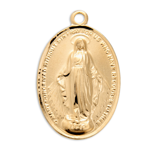 Gold Over Sterling Silver Oval Miraculous Medal