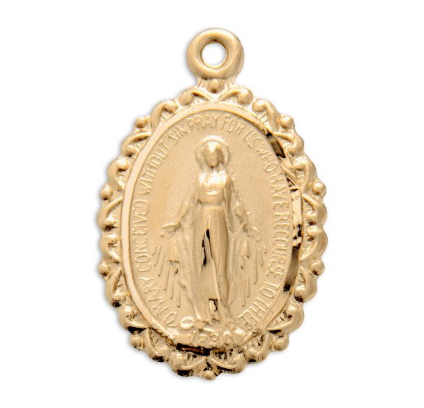 Gold Over Sterling Silver Oval Miraculous Medal