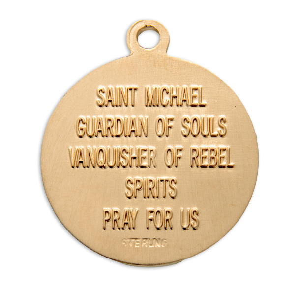Saint Michael Round Gold Over Sterling Silver Medal