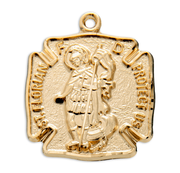 Gold Over Sterling Silver St. Florian Medal