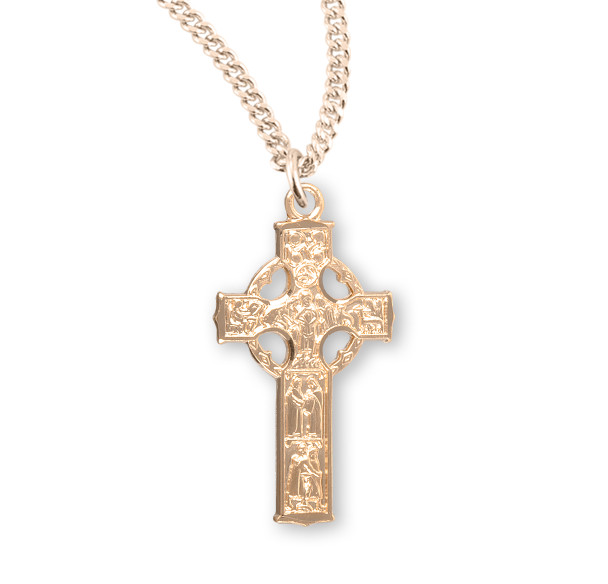 Gold Over Sterling Silver Irish Celtic Cross