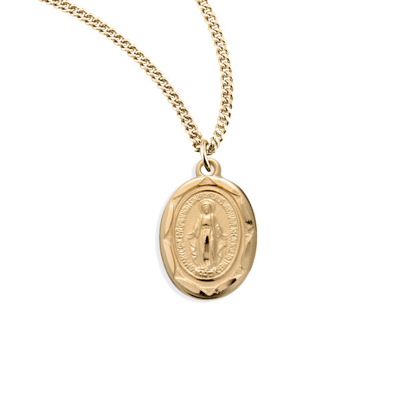 Gold Sterling Silver Oval Miraculous Medal