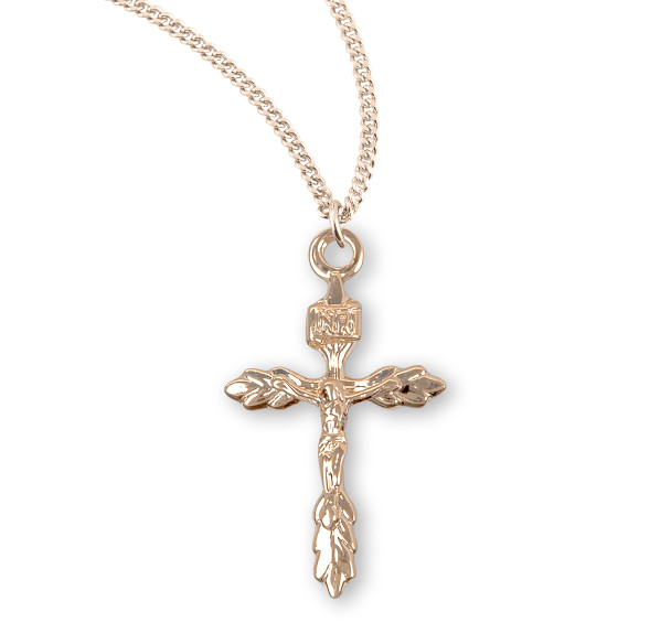 Gold Over Sterling Silver Wheat Crucifix