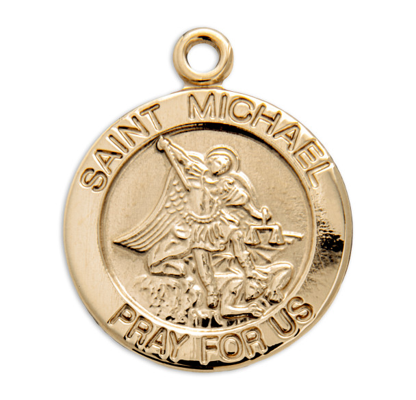 Patron Saint Michael Round Gold Over Sterling Silver Medal