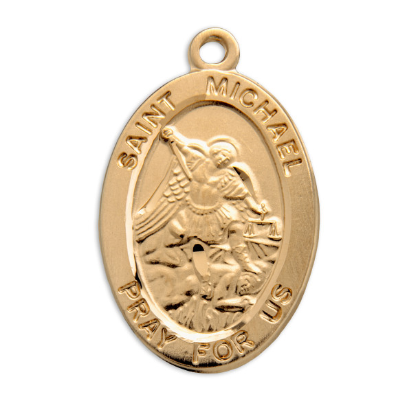 Patron Saint Michael Oval Gold Over Sterling Silver Medal