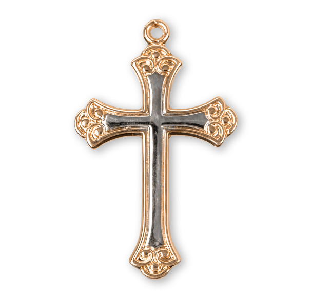 Gold Over Sterling Silver Two-Tone Cross