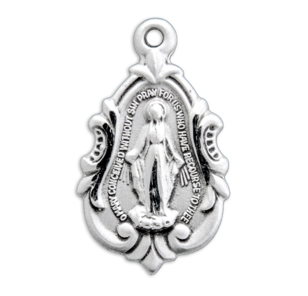 Sterling Silver Fancy Baroque Miraculous Medal