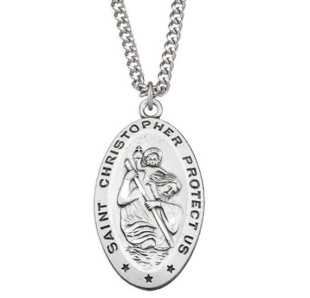 Saint Christopher Oval Saint Christopher Sterling Silver Medal