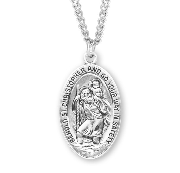 Saint Christopher Oval Sterling Silver Medal