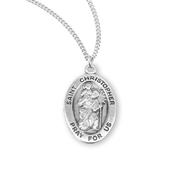Saint Christopher Oval Sterling Silver Medal