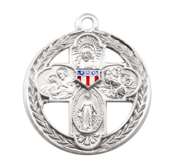 Sterling Silver Enameled Military 4-Way Sterling Silver Enameled Military 4-Way
