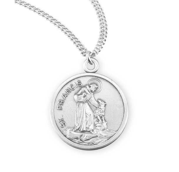 Saint Francis of Assisi Round Sterling Silver Medal