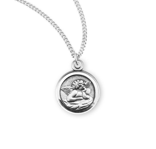 Guardian Angel Round Sterling Silver Medal