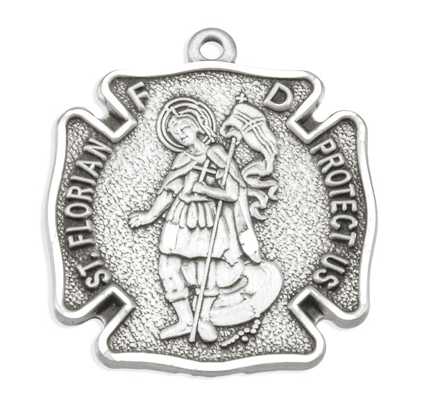 Saint Florian Sterling Silver Firefighters Medal