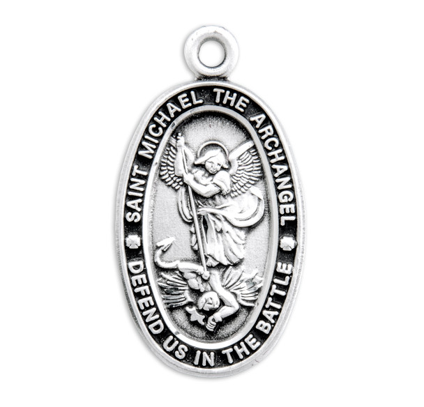 Saint Michael Oval Sterling Silver Medal