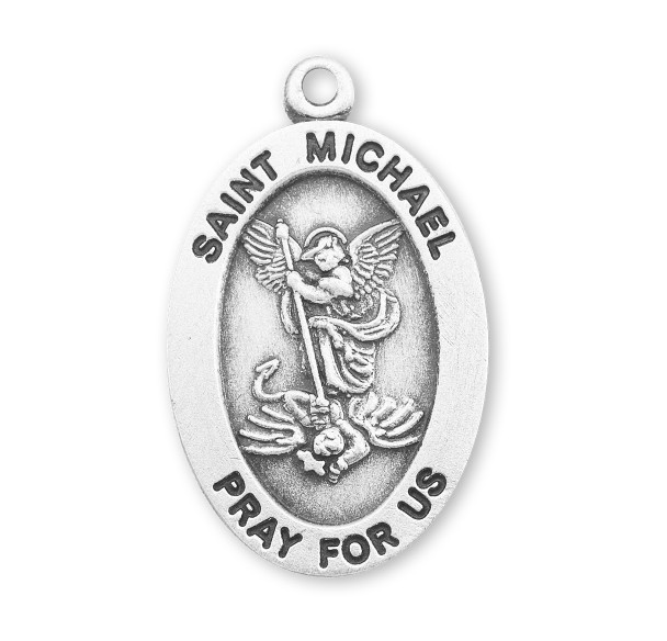 Saint Michael Archangel Oval Sterling Silver Medal