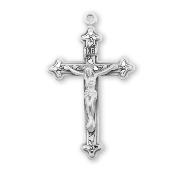 Vine and Leaf Pattern Sterling Silver Crucifix