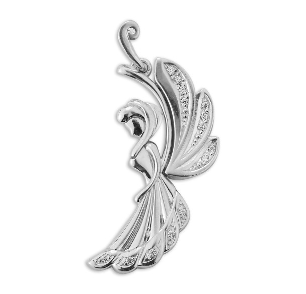 Sterling Silver Angel Profile with CZ Wings & Accents