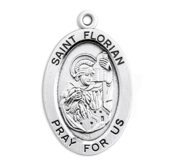 Patron Saint Florian Oval Sterling Silver Medal Patron Saint Florian Oval Sterling Silver Medal