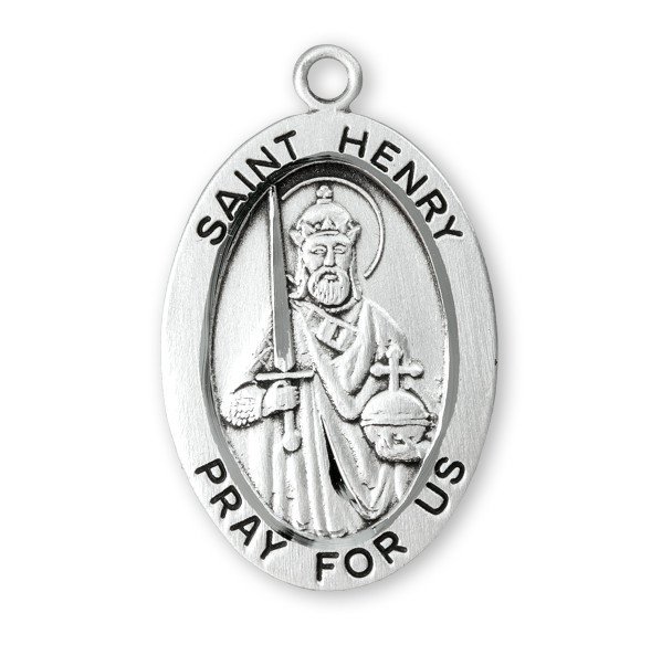 Patron Saint Henry Oval Sterling Silver Medal