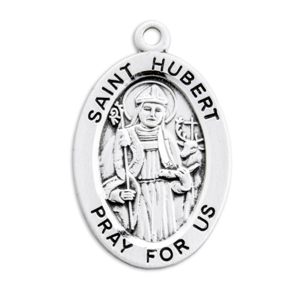 Patron Saint Hubert Oval Sterling Silver Medal