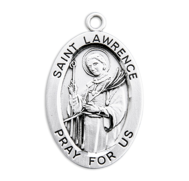 Patron Saint Lawrence Oval Sterling Silver Medal Patron Saint Lawrence Oval Sterling Silver Medal