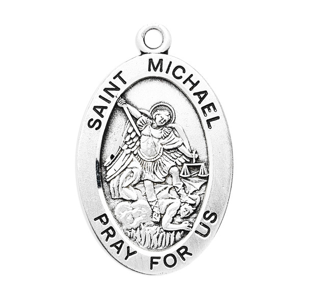 Patron Saint Michael Oval Sterling Silver Medal