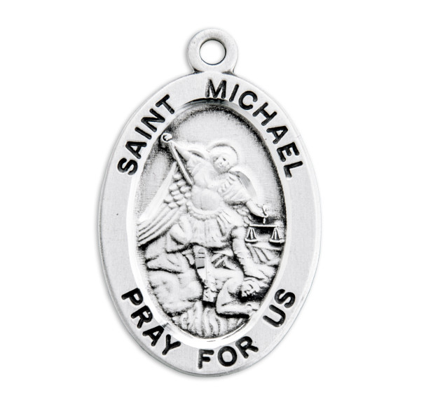 Patron Saint Michael Oval Sterling Silver Medal