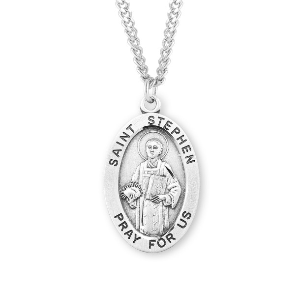 Patron Saint Stephen Oval Sterling Silver Medal