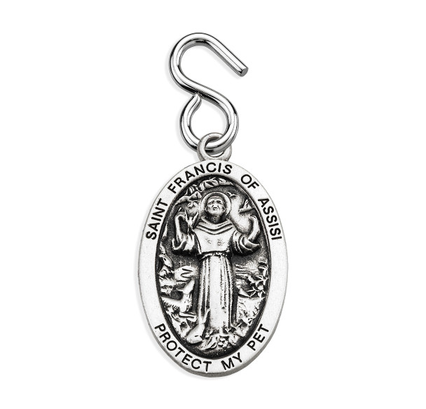 Saint Francis of Assisi Oval Sterling Silver Pet Medal
