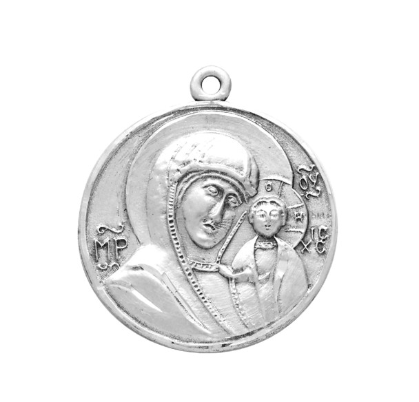 Madonna and Child Round Sterling Silver Medal