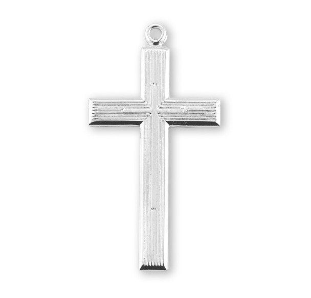 Sterling Silver Cross with High Polished Inlayed Cross