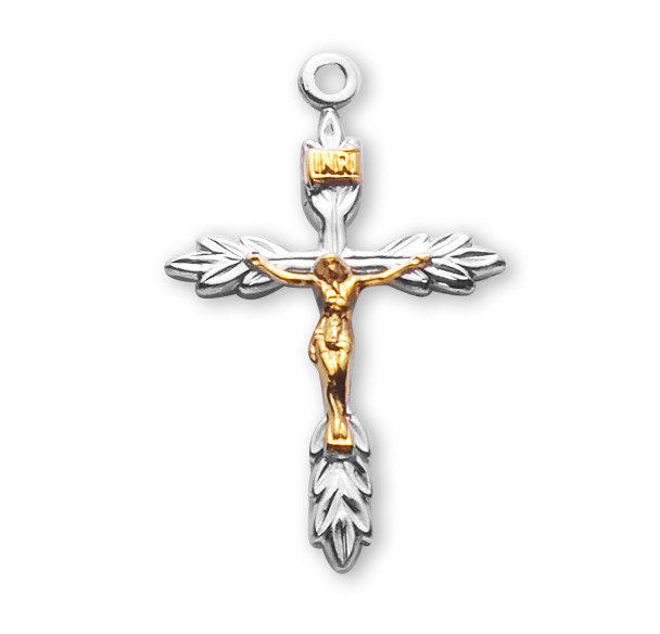 Sterling Silver Two Toned Wheat Crucifix