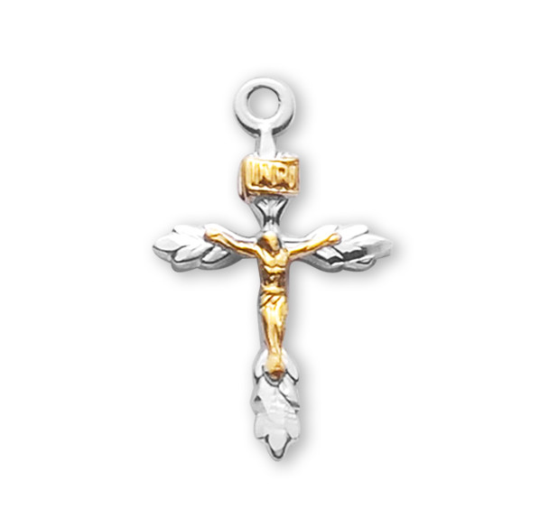 Sterling Silver Two Toned Wheat Crucifix