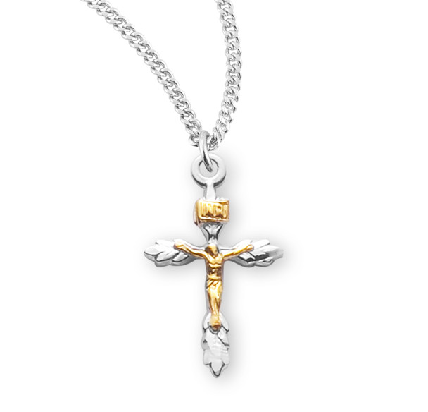 Sterling Silver Two Toned Wheat Crucifix