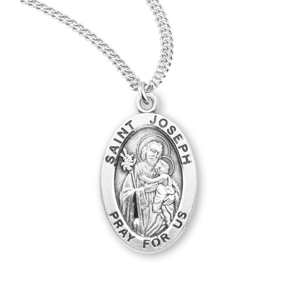 Patron Saint Joseph Oval Sterling Silver Medal